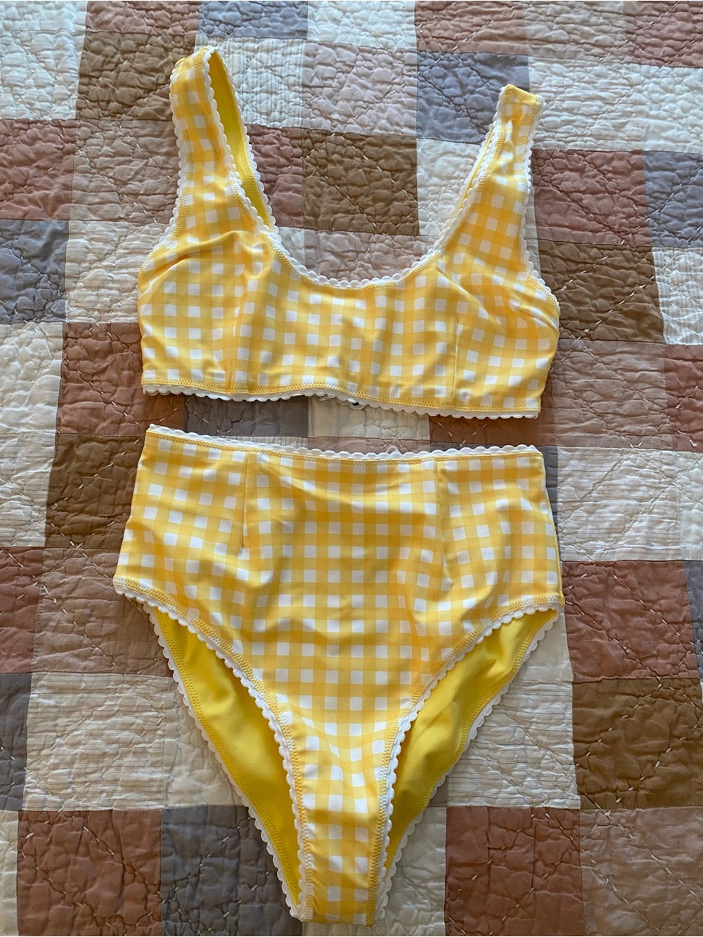 Hammies Yellow Gingham High-Waist Bikini Set